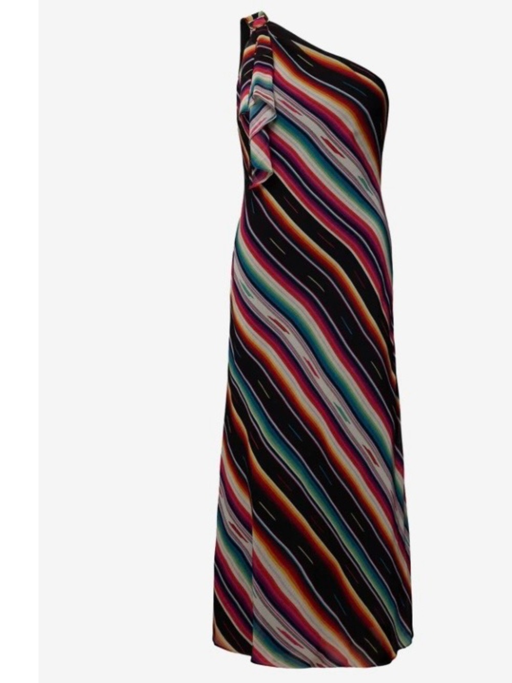 Ralph Lauren Serape Stripe One Shoulder Midi Dress Sz 12